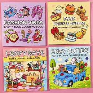 Cute Themed Coloring Book, 4 Counts/set Thickened High Quality Coloring Book, Relieve Stress and Enjoy Creative Fun