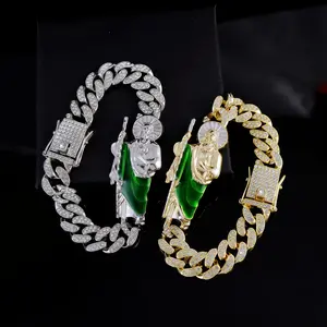 Cuban Chain St Jude Bracelet Bohemian Style Decorated with A Statue of St Jude Tadeo Suitable for Daily Wear and Party Occasions