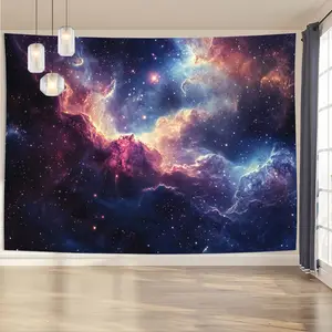 1 Cosmic Starry Sky Tapestry - Vibrant Space Nebula Design, Polyester Wall Hanging for Living Room, Bedroom, Office, Party Decor - No Power Needed, Easy to Install - Perfect Creative Gift