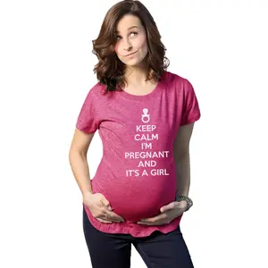 Maternity Keep Calm I'm Pregnant and It's a Girl Funny Pregnancy Tee Funny Graphic Maternity Tee Cute Pregnancy Tees With Plus Sizes Pregnant Maternity Shirts