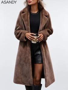 ASANDY Women's Winter Faux Fur Coat, Fashion Warm Mink Coat, Winter Women's Fashion Clothing