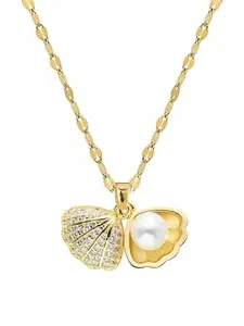 Pearl Shell Necklace with Micro-Set Zircon, Non-Fading Unique Design, Romantic Gift for Women, Summer Jewelry, Fashion Accessory