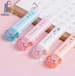 4PCS Cute Cat Paw Retractable Erasers, Slide Push-Pull Eraser Set, Portable Aesthetic Stationery for Students School Office, Cat Claw Shaped Erasers,summerwins