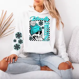 Literally Freezing Me 24/7 Gildan hooded Sweatshirt with Sleeve design unisex sizing womenswear comfortable soft Casual Pullover Tops Fabric Pocket Mint Green Green Spandex Cotton