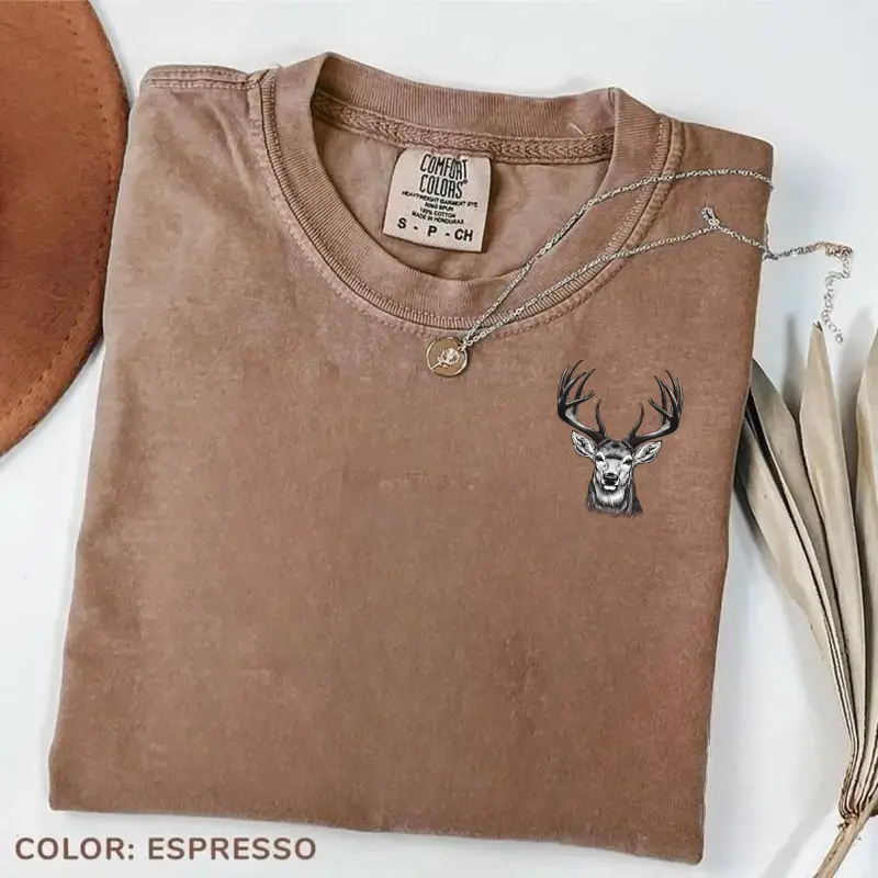 Comfort Colors Vintage Buck Hunter T-Shirt with Rustic Deer Design - Perfect Gift for Outdoorsman and Hunting Dad