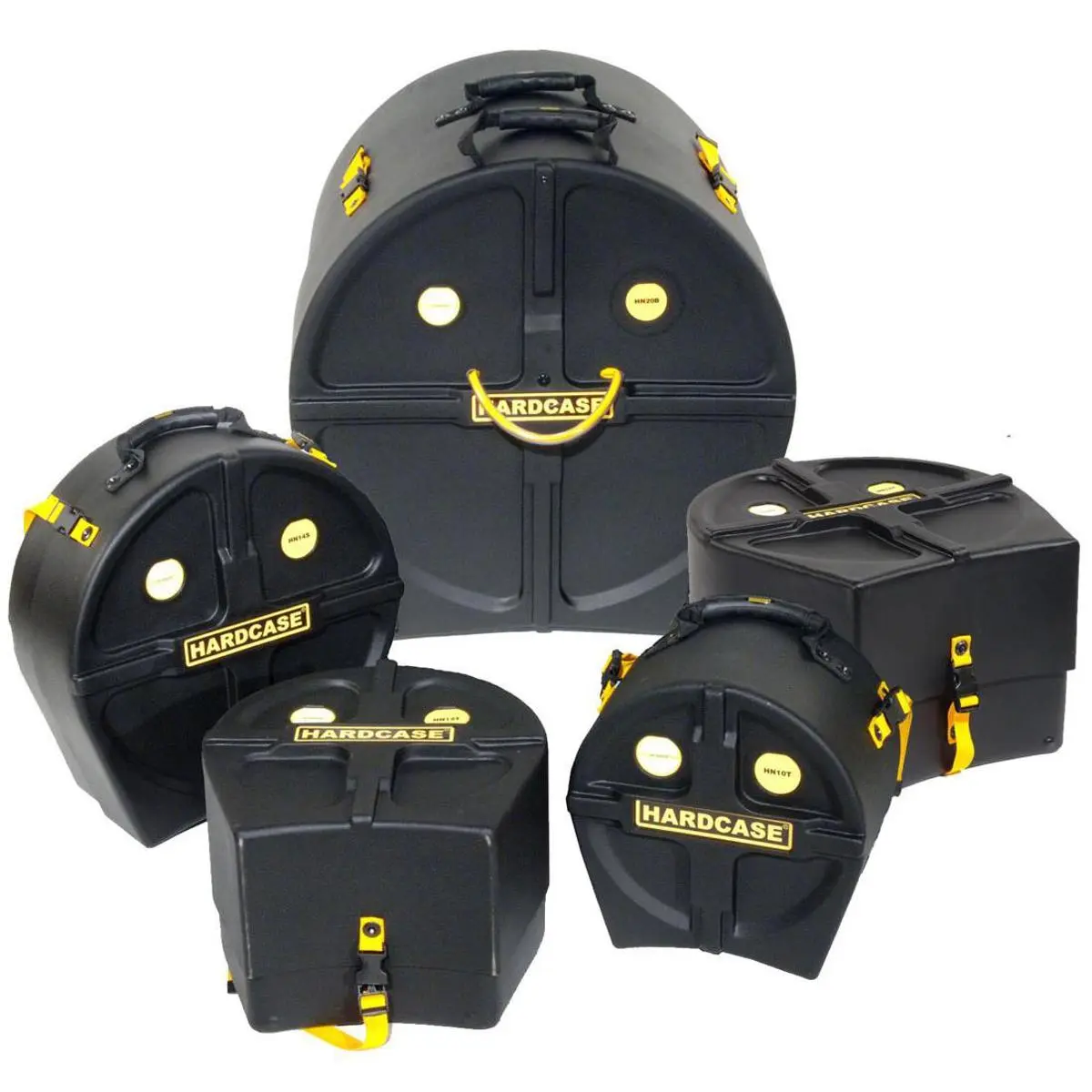 Hardcase Rock Fusion Pre-Packed Drum Case Set, Includes 14' Snare Drum Case, 10' Toms Drum Case, 12' Toms Drum Case, 16' Floor Toms Drum Case, 22' Bass Drum Case,