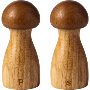 Wooden Salt and Pepper Grinder Set 2 Pack, Manual Pepper Mill Grinder Set, Adjustable Ceramic Pepper Mill, Wood Salt and Pepper Shakers Set - 4.8 Inches Kitchen Seasoning
