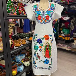 Embroidered Mexican Dress Virgen de Guadalupe Design