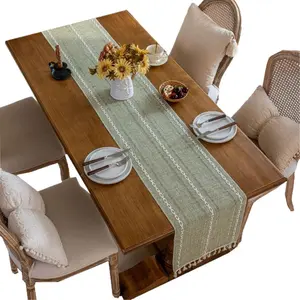 Yimanqiyun Modern Minimalist Table Runner Solid Color Tea Tablecloth HollowedOut Tassels Long Dustproof Decoration