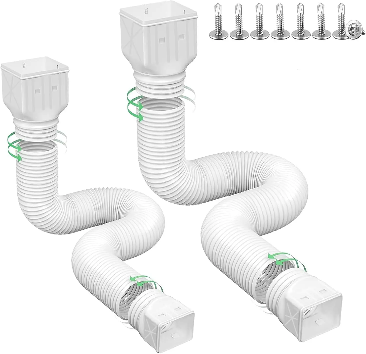 2 Pack Flexible Rain Gutter Downspout Extensions,Drain Downspout Extender,Gutter Extension Flexible,Down Spout Drain Extension Pipes,Extendable from 21 to 60 Inches