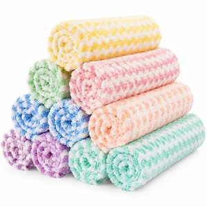 10 Pack Microfiber Cleaning Cloths, Super Absorbent Dish Towels for Kitchen, Soft Cleaning Rags for Washing Dishes, Drying, Dusting, Housekeeping, Reusable Multi-Purpose Cleaning Cloths, Random Colors
