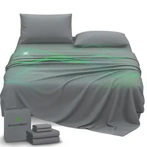 Groundbam Silver Infused Bamboo Bed Sheets, Cooling Breathable Organic Viscose from Bamboo, for Hygienic Sleep, Soft Durable 4 Piece Sheet Set (Fitted, Flat & 2 Pillowcases)