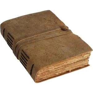 Leather Journal for women and men 8 x 6 inch Antique  Deckle Edge  Paper Leather Sketchbook - Book of Shadows Journal (Brown)