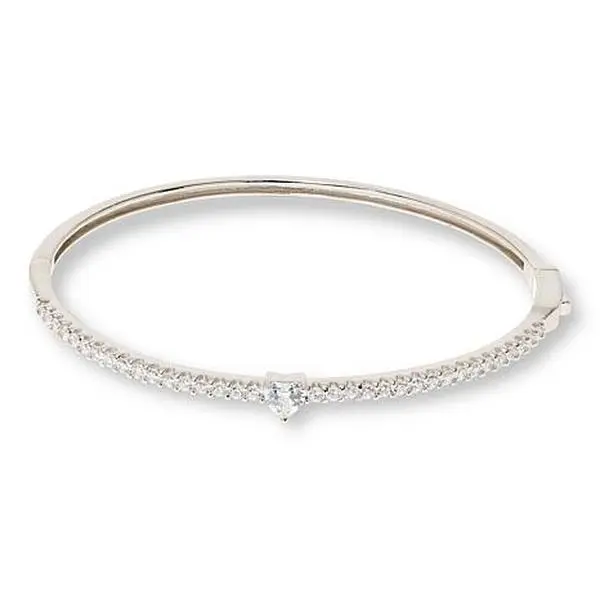 Radiance by Absolute™ Heart Cut Solitaire Hinged Bangle Bracelet