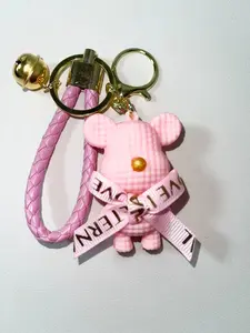 Fun Gift Keychain with Bell Bow Bear, Unique Design Daily Accessory, Perfect Gift for Friends and Family, Cute Simple Style, Trendy Cute Keychain