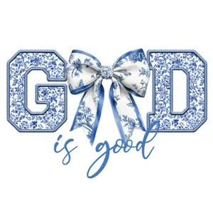 God Is Good with Faux Embroidery And Floral Pattern Direct To Film Print. DTF Print For T-Shirts