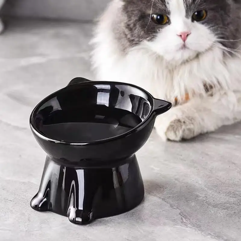 Cat Design Ceramics Pet Bowl, 1 Count Cute Pet Feeding Bowl, Pet Feeding Accessories