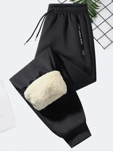 Men's Fleece Lined Windproof Pants, Fleece Jogging Pant, Warm Outdoor Sports Long Trousers, Casual Daily Wear, Fall & Winter Fashion, Comfortable and Stylish