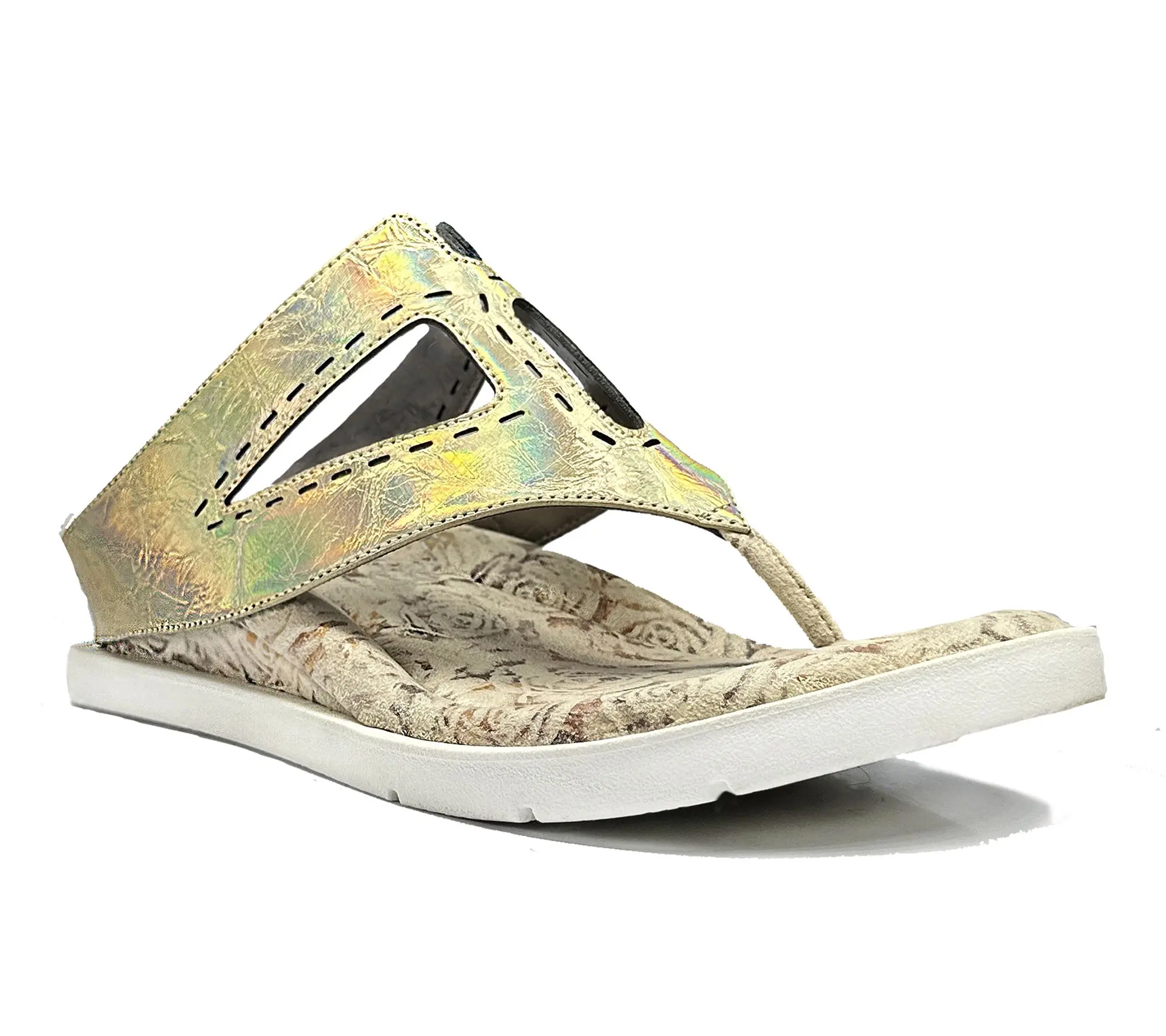 Modzori Aziza Reversible Thong Sandal -Gold Flips to Pewter