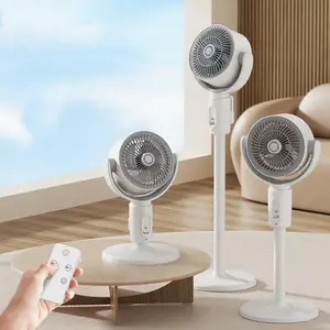 Bedroom Standing Fan Air Circulator, 90°+180° Swing, 5 Speeds, 3-In-1 Base & Tabletop, Adjustable Height, Remote Control, Home Use, Oscillating Pedestal Fan