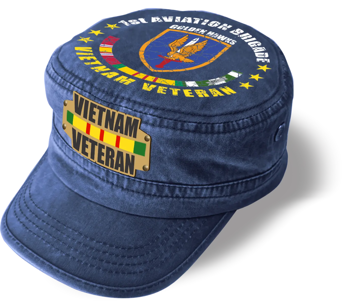 Vietnam Veteran Military Cap - 1st Aviation Brigade | Adjustable Washed Cotton Hat | Unique Design (U.S. Patent Pending)