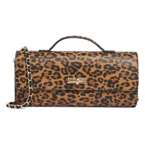 Steve Madden East/West Clutch with Chain - Chic Leopard Print Day-to-Night Style, Removable Chain Strap, Secure Front Closure