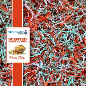 Fruity Rings Scented Crinkle Cut Paper - White, Orange, & Mint Color Blend - Perfect for Shredded Paper Filler Basket Filler Gift Boxes Bridesmaid Gifts Christmas Stuffers & More For All Occasions
