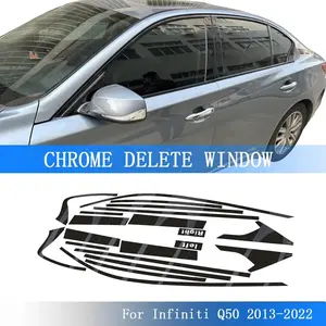 For Infiniti Q50 2013-2023 sedan Window Trim Chrome Delete Sticker For Cars Glossy Black Exterior Modification Decal Car Decals
