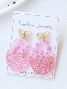 Easter Acrylic Bling Easter Egg Earrings Bow Studs Cute Fun Ear Decorations Holiday Party Gift Drop Earrings