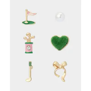 Betsey Johnson MISMATCH GOLF STUD SET GREEN