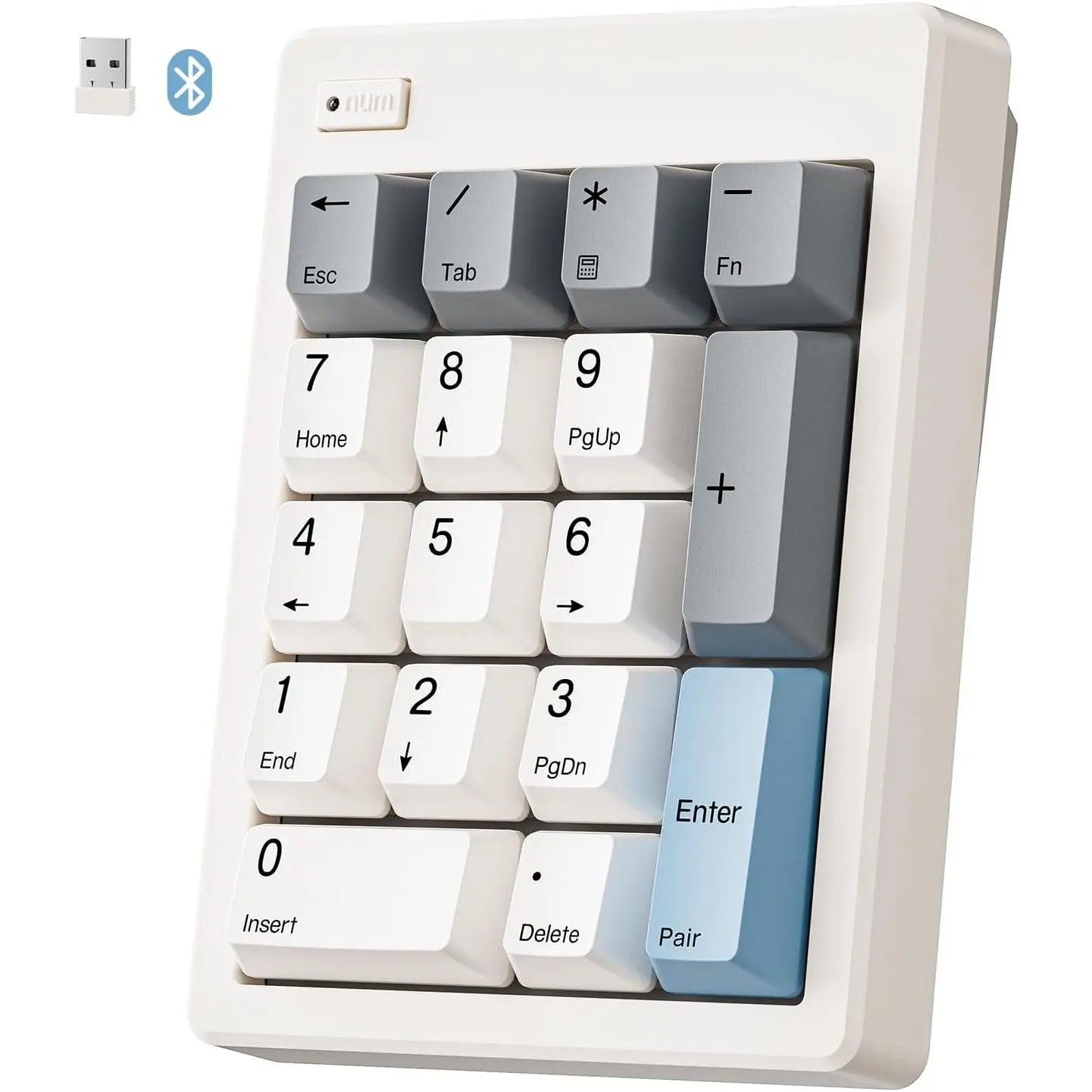 FD17  Mechanical Number Pad,  5.0& 2.4G Dual Mode Numeric Keypad, 17  Hot Swappable Numpad with PBT Keycaps for Laptop/PC/TKL Keyboards(Beige, Linear )