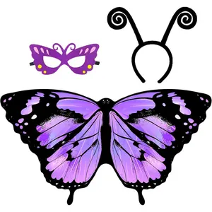 P-CPA011   Kids Butterfly-Wings Costume for Girls Fairy-Wings Toddler-Dress-Up Headband-Mask Butterfly Toys Party Favors Gifts