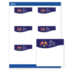 Avery Printable Labels with Sure Feed Technology, Square, 3" x 3", Pre-Printed Let It Snow Snowflakes Design, Matte White, Laser & Inkjet Compatible, 60 Total