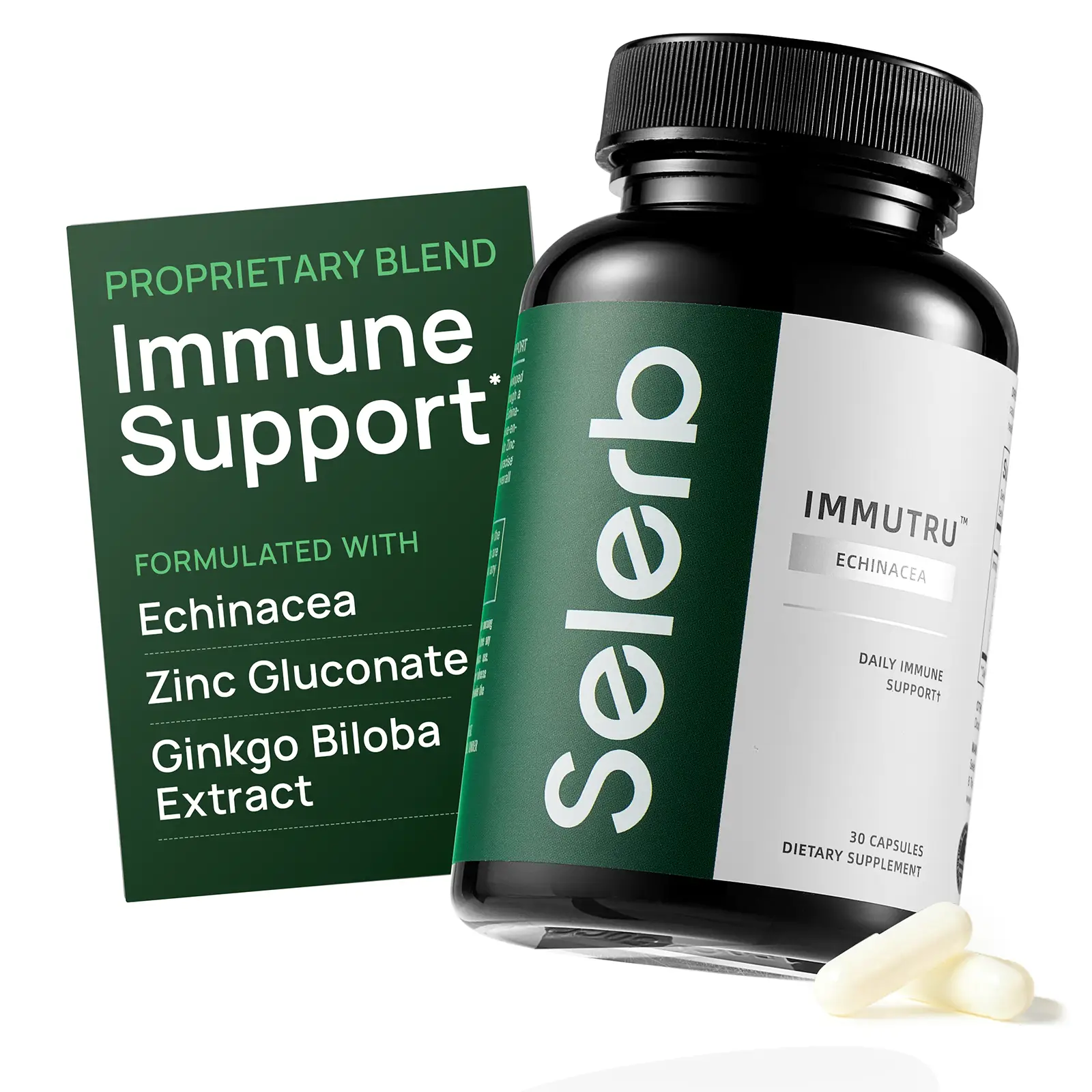 Selerb Immune Support – with Echinacea, Zinc & Ginkgo Biloba Extract – Immune Health & Seasonal Defense – 30 Capsules, GMO-Free, Edible Wellness Dieta