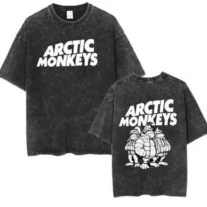 2026 Retro Rock Arctic Monkeys Music Album Graphic Tee, Vintage Washed Cotton Oversized Short Sleeve T-Shirt, Y2K Hip Hop Harajuku Streetwear Crew Neck Casual Fashion Tops, Trendy Music Fan Daily Outdoor Party Unisex Tees for Men Women