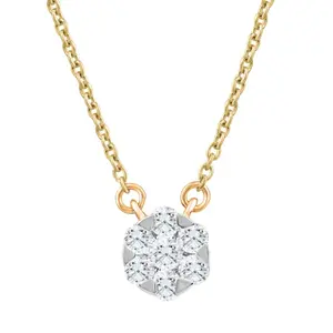 1/4Ct TW Lab Grown Diamond Halo Round Pendant Yellow Gold Women's Necklace 18"