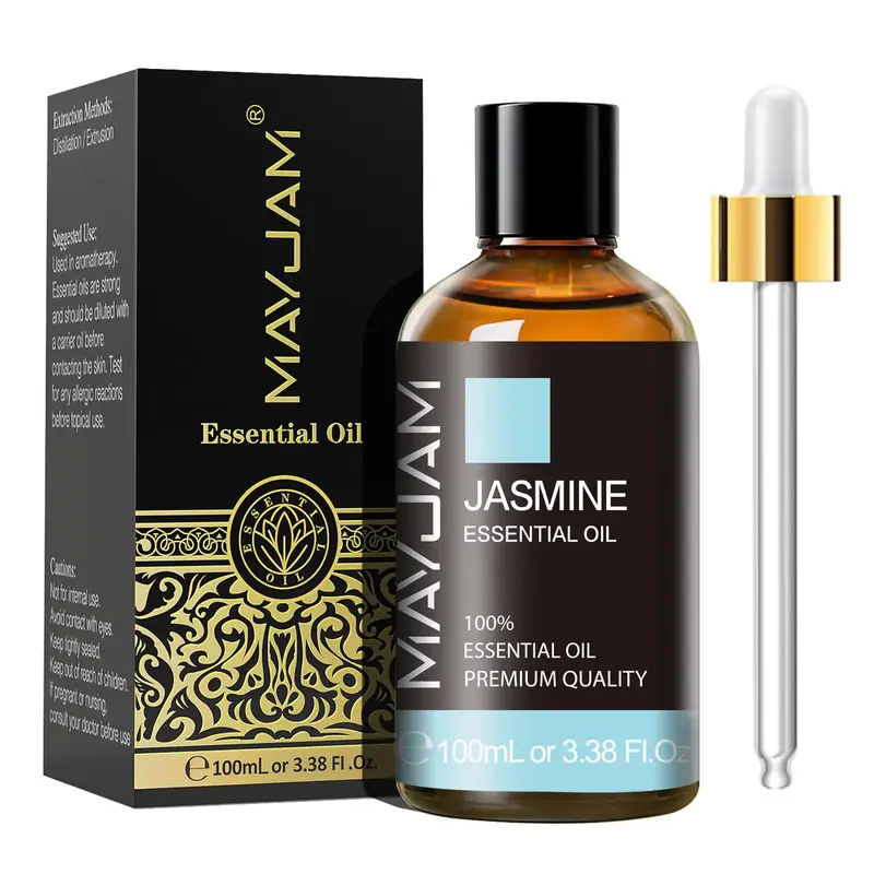 100ml Jasmine Essential Oil, Aromatherapy Oil, Aromatic Oil for Diffusers Humidifiers, Multi-purpose Scented Essential Oil, Fragrance Oils, Home Fragrance for Home Living Room Bedroom, Gift for Men & Women