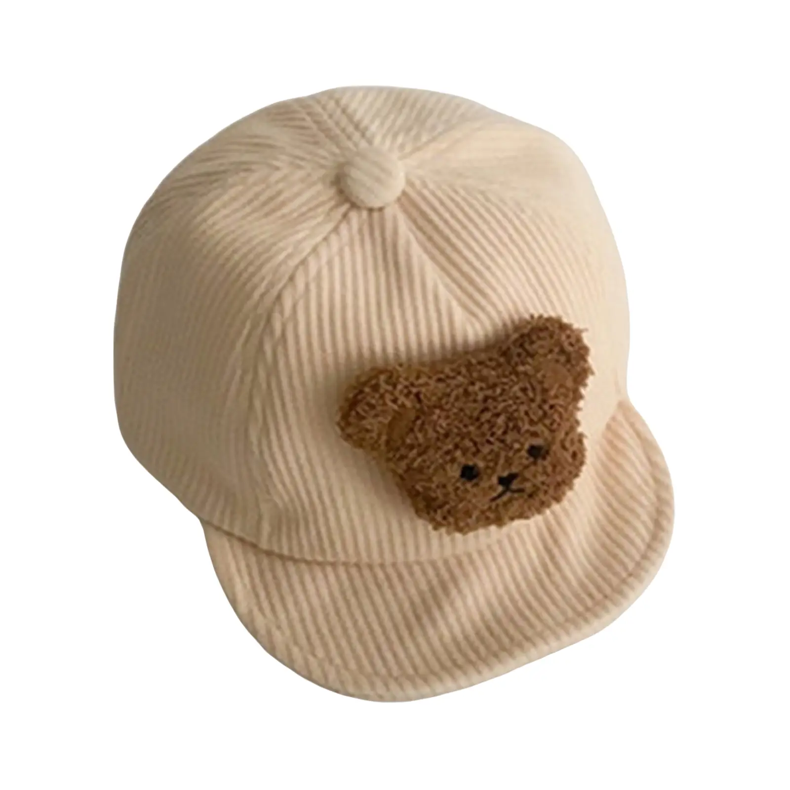 Baby Baseball Cap, Ribbed Plush Bear Patchwork Back Stick-On Sun Hats, Toddler Boys Girls Sun Protection Visor Hats