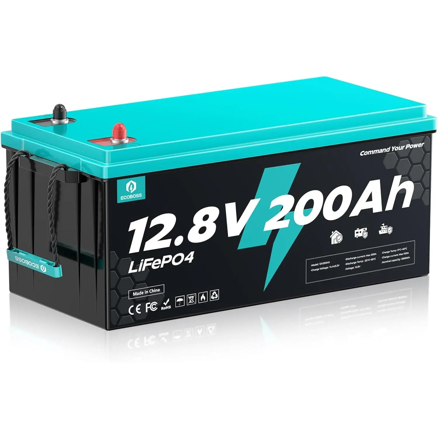 [SummerWins] 12.8V 200Ah High Capacity Lithium Rechargeable LiFePO4 Battery, 2560Wh, 200A BMS, 15000+ Deep Cycles, Low-Temp Cutoff for RV, Solar & Off-Grid Backup Power, High Capacity Battery, Lithium Rechargeable Battery