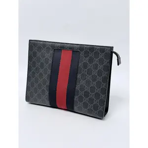 Pre-owned GUCCI gg Leather Toiletry Pouch Gucci Supreme Sherry Line Web Clutch Bag Toiletry Case Pouch JA346GG