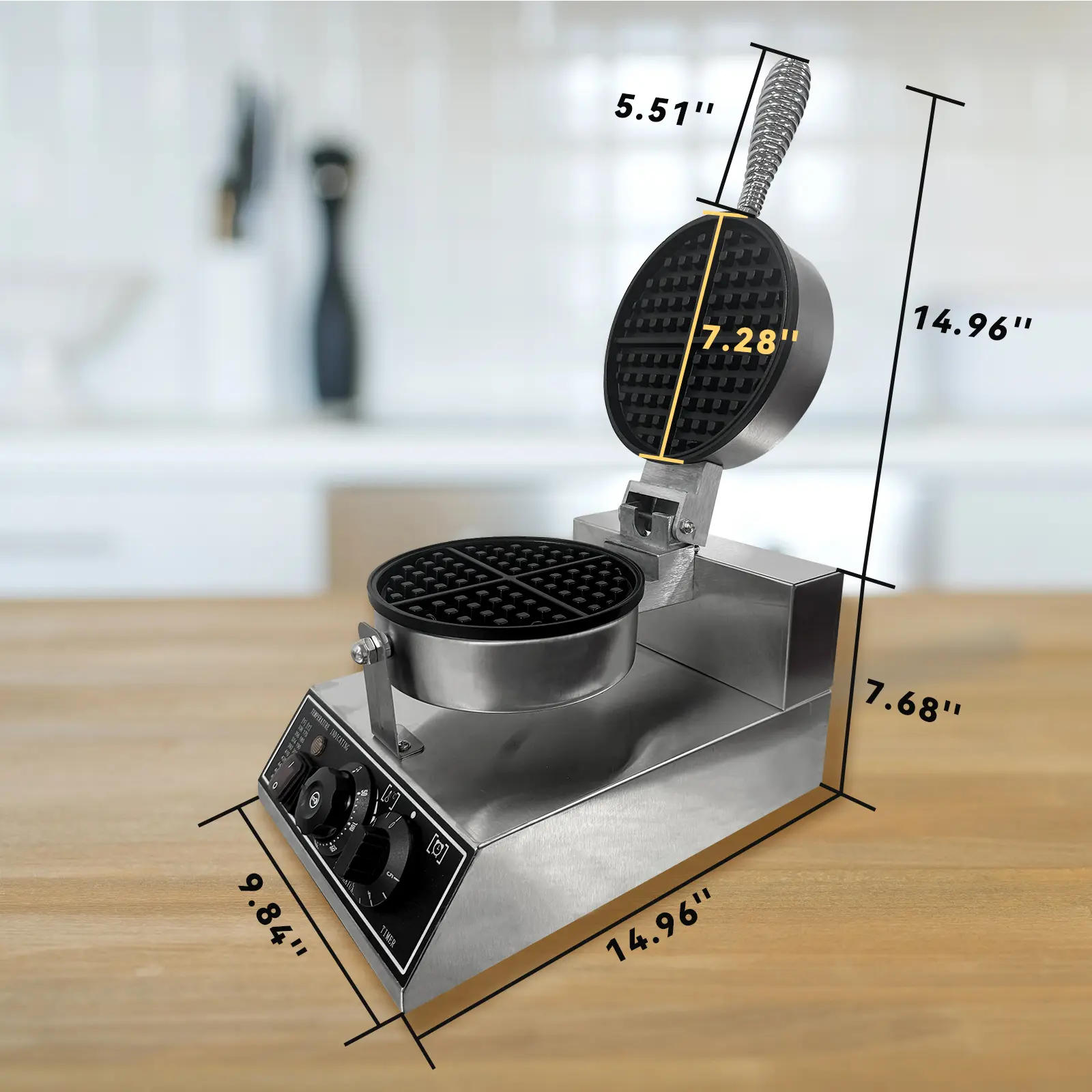 Commercial Waffle Maker, 110V 1200 W Stainless Steel Nonstick Waffle Maker for Home and Restaurant