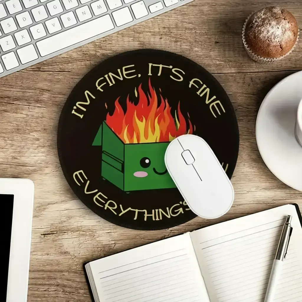 Cute Funny Computer Mouse Pad, Round Mouse Pad with Stitched Edge, Non-Slip Rubber Base Mousepad, Desk Accessories for Home Office, Gaming Mouse Pads, Desktop Accessory