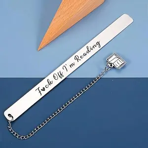 Stainless Steel Bookmark, 1 Count Letter Pattern Book Mark with pendant, Reading Bookmark for Book Lovers, Office Stationery Supplies