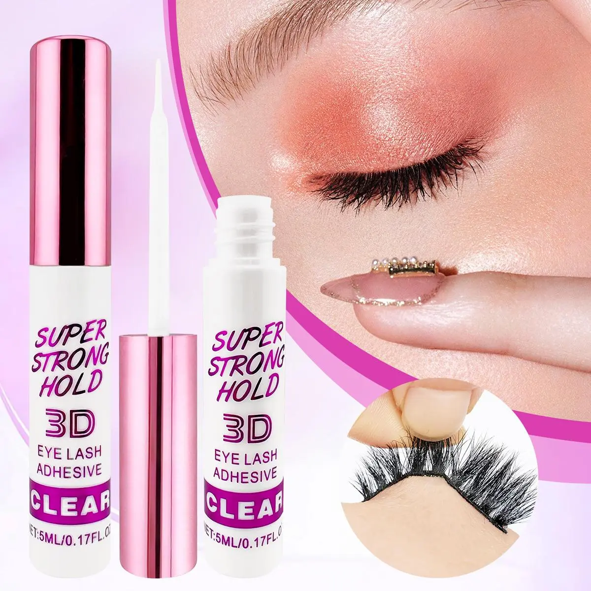 Strong-Hold Waterproof Eyelash Bond Glue, Long-Lasting Eyelash Extension Adhesive Fixer for Women & Girls, Professional Eye Makeup Glue for False Eyelashes, Eyelash Extension Supplies