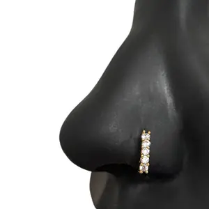 Colored Diamond Lined Nose Hoop - Surgical Steel 8mm Hoop 20 Gauge Hypoallergenic Durable