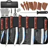 MDHAND 14pcs Set-a Kitchenware 14pc Cooking Kit - Ergonomic Handles, Non-Stick High Carbon Stainless Steel Blades, Utensils, Sharpening Rod, Cut-Resist Gloves, Hammer Pattern, Bottle Opener, Artisan Handcrafted, Ideal Gift for Meat Chopping