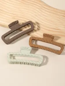 3pcs fashion diamond design matte frosted square hair grip clip, large 4.92in-hollow rectangular hair claw, non-slip grip, suitable for all hairstyles-exquisite ladies daily accessories