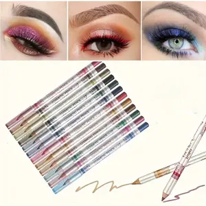12 Color Multifunctional Makeup Brush Set, Waterproof Smudgeproof Eyeliner Pen, Long-Lasting High Pigment Eye Liner Lip Liner Eyeshadow Trio, Waterproof Eyeliner Pencil, Eye Makeup Supplies, Eye Makeup Products