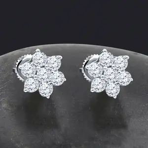 1.71 CTW Snowflake Moissanite Earrings With 925 silver Screw Back