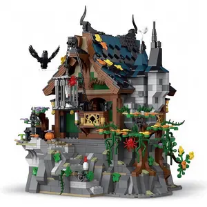 Medieval Wizard's Cabin Building Blocks Set with LED Lighting, Creative Architecture House Model Toys Castle Set, Collectible Or Home Office Display, Ideas Gift (1964pcs) for Halloween & Christmas